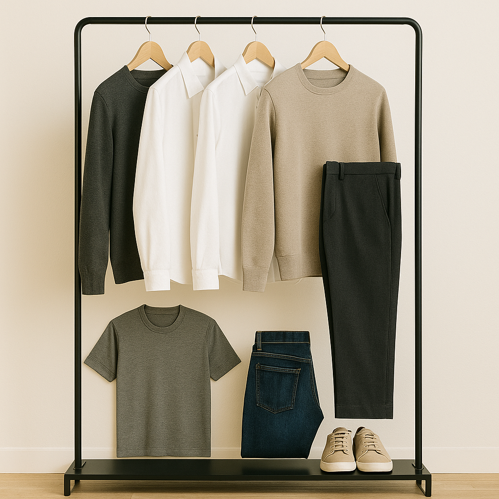 Minimalist men's wardrobe layout